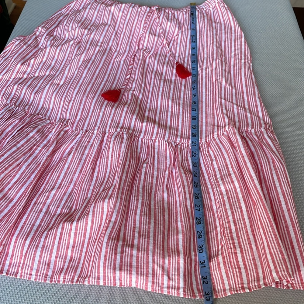 New Talbots Red & White Striped Linen Blend Maxi Skirt Size XL Petite - Picture 7 of 9